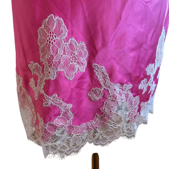 Victoria Secret Slip Mini Dress SZ Med Pink with White Lace Cami Nighty Party - Picture 4 of 11